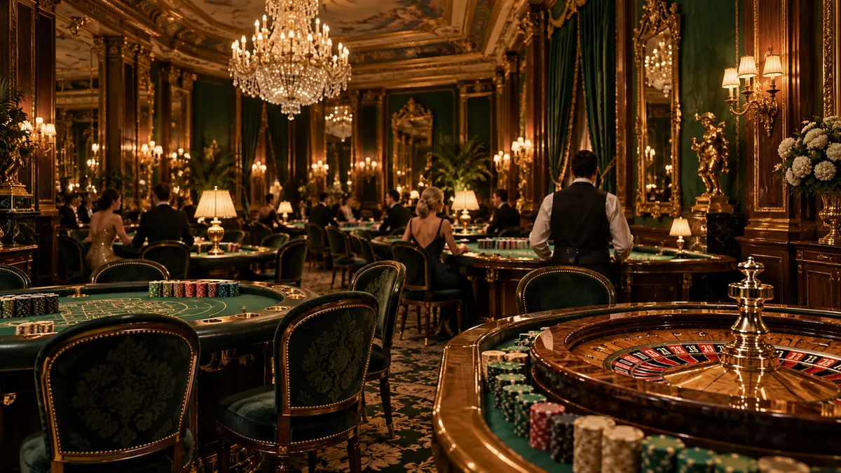 Table games in the emerald gaming hall of the Veridian hotel casino